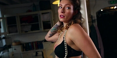 British beauty wears beats and black stockings in the porn video