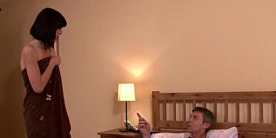 She caught her father in love creeping on her in the shower