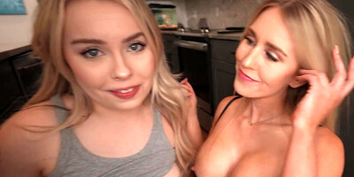 Haley Spades and Sarah Taylor sharing dick in threesome
