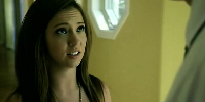 Sweet brunette congrats her stepdaddy for her promotion
