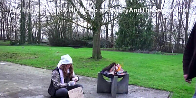 Skinny homeless girl is carnal with the geezer