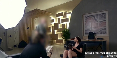 Lassie pranks man by teasing him with naked pussy