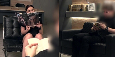 Lassie pranks man by teasing him with naked pussy