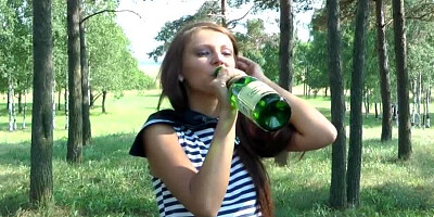 A sexy marine girl gets drunk and then she removes her clothes