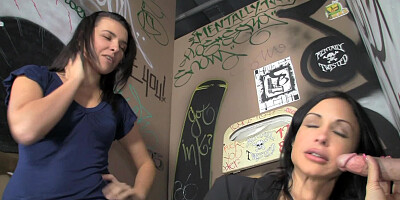 Man gets his pecker stimulated through the gloryhole