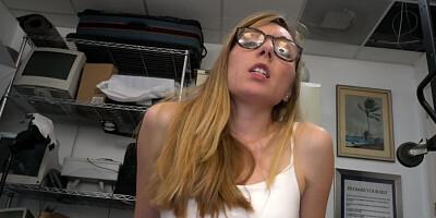 Nerdy girl chokes on professor's BBC and gets a deep hammering