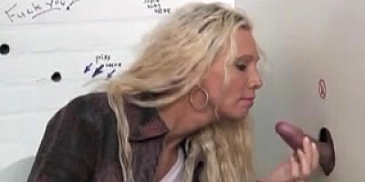 Lady Finds Gloryhole in Public Toilet