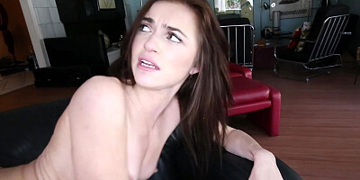 A skinny milf with small tits is removing her bra and is sucking dick
