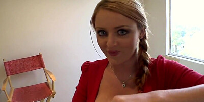 Stunning Sophie Dee with blue eeys sucks monster