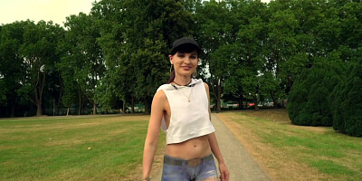 Jeny Smith walks the streets naked with only painted pants