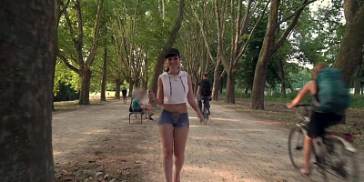 Jeny Smith walks the streets naked with only painted pants