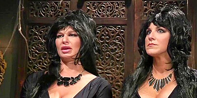 Busty Dominatrix Whips Bound Milf Lesbian