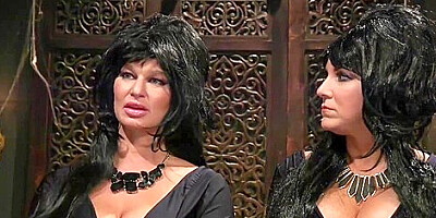 Busty Dominatrix Whips Bound Milf Lesbian