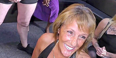 British Mature Wife Lets Guys Cum On Her Face