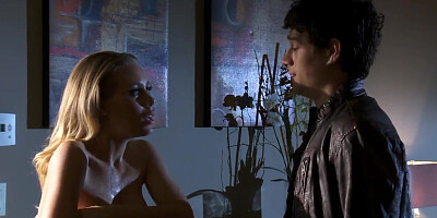 Busty girl April Oneil seduces man to fuck