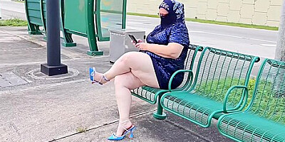 Hijab Muslim Milf Let Stranger At Bus Stop Cum Twice On Her Pussy - Pissing Big Load