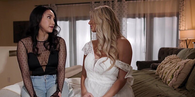 Lesbian bride cheating with big tits blonde maid of honor