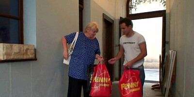 Picking up a chubby blonde granny and taking her for a ride