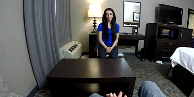 Amateur brunette is ready to do anything for a job