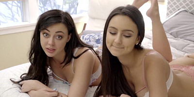 A couple of sexy teens are working on that stiff pecker