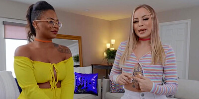 Anna Claire sucks and rides the sex toy of a lesbian