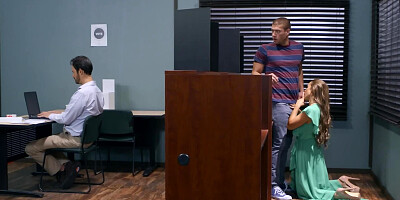 Lusty office chick gets rammed by a handsome porn actor