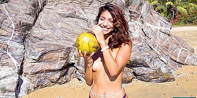 Tiny Mexican Young Cutie Naked On The Beach