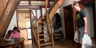 Step mother In Law In Cock-hungry Sucks And Rides Big Cock