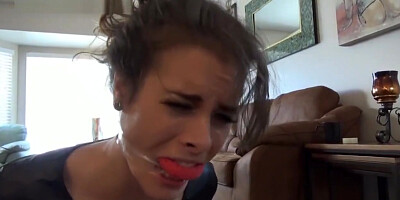 sunshine mouth stuffed and clear tape cleave gagged babysitter