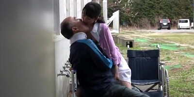 Japanese babe is a wild nurse when outdoors