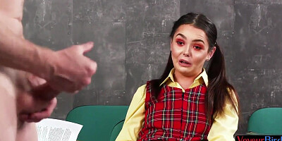 21yo CFNM voyeur on college teases professor who jerks off