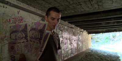 Brunette Big Tits Girl Sucks Dick Front of her BF