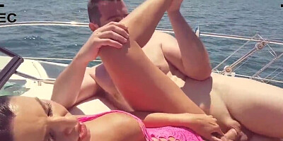 Hot anal sex with hot busty brunette on the yacht