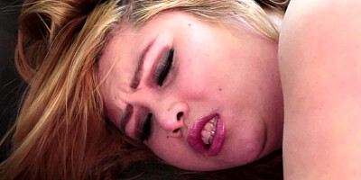 Fat woman with fair skin is massaging her wet and juicy snatch
