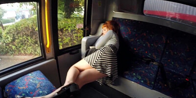Hirsute redhead amateur teen 18+ banging in the bus