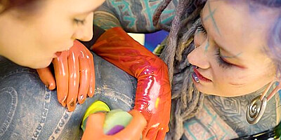 Two Latex Dominatrix Sissy Femdom Anal Fisting