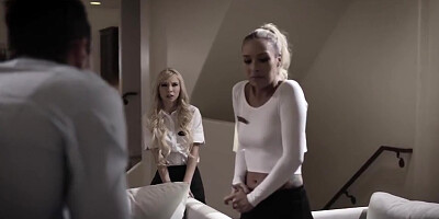 Hard Penis Satisfies Two Blond Hair Girls