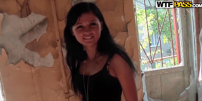 Petite teen 18+ Bella gets naked and takes on dick