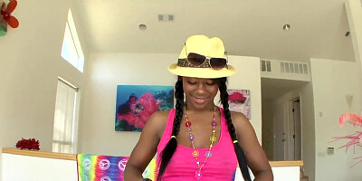 Amateur ebony Megan Vaughn stretched for you