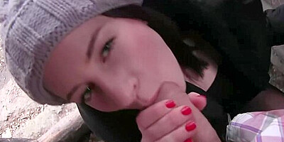 Leony Aprill And Dark Haired - Slut Gets Fucked In Public