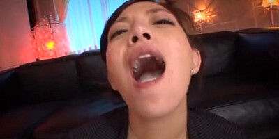 Beautiful Mako Oda enchanting chick gives a double blowjob