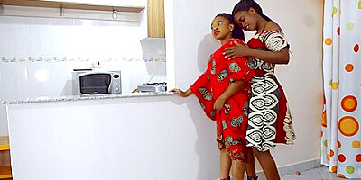 Big Ass Black African Horny Lesbians Are Shaking While Fucked By Double Headed Dildo