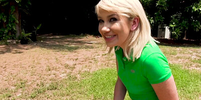 Spoiled teen blows golf instructor's big dick in POV