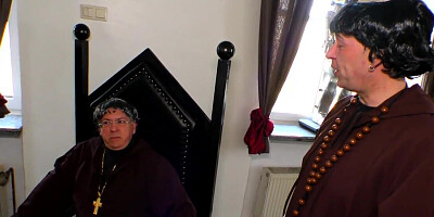 Saggy tits granny getting banged by a priest with a big cock