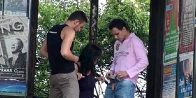 KINKY trio way at a BUS STOP part 1