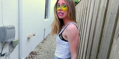 A deep throat in the street with super tight blonde
