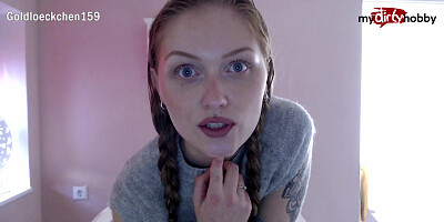 MyDirtyHobby - Young amateur teen 18+ rides her dildo while parents are away