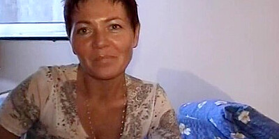 Old And Short Haired German Lady Dildoing Her Muff After A Shower