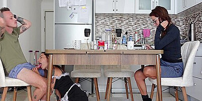 Fucked The Housekeeper In Front Of His Wife! Very Hot Slut!