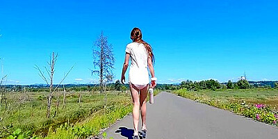 Longpussy Walk At A Public Park In Heels With A Huge Full Diaper After A Long Drive And My Evening Shower Before My Pussy Gets